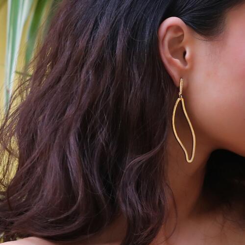 Simple Hollow Twisted Circle Leaf Dangle Earrings Women Or Gold Filled Geometric Post Elegant Earring Jewelry