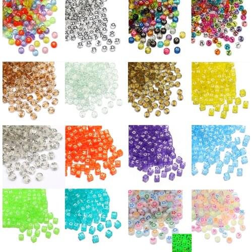 Clear Random Letter Number Acrylic Beads Round/Square Loose Beads Accessories For Jewelry Making DIY Bracelets Necklace Earrings