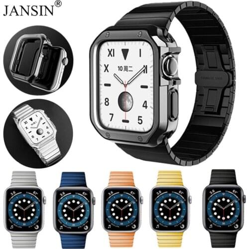 WatchBand For iWatch 4 5 6 Strap 44mm 40mm SE Stainless Steel Strap+Case For Apple Watch Band 42mm 38mm Luxury Correa Bracelet