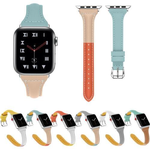 Colorful Genuine Leather Strap For Apple Watch Band 40mm 44mm 38mm 42mm Sport Wrist Belt For iWatch Series 1 2 3 4 Watchbands
