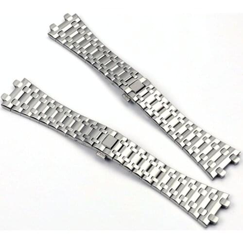 Top Quality watchband 28mm Silver Men women Full Stainless Steel Watch Band Bracelet For AP ROYAL OAK strap buckle