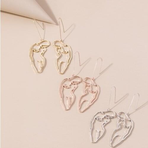 New human body abstract Dangle Earrings for Women Retro Alloy hollow Long earring fashion jewelry Accessories 2020 Party Gifts