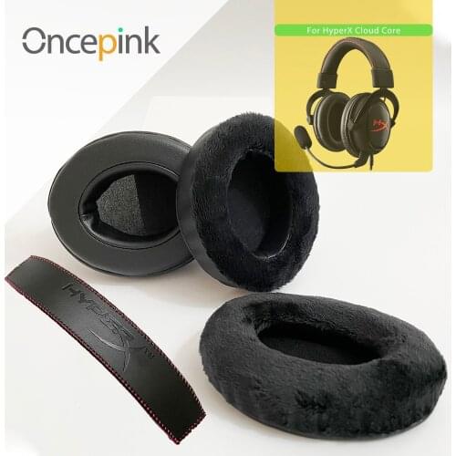 Oncepink Replacement EarPads Headband For HyperX Cloud Core Headphone Ear Cushion Repair Parts Earphones Accessories