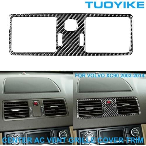 LHD RHD Car Styling Carbon Fiber Middle Center Central AC Air Conditioner Vent Grille Frame Cover Trim For VOLVO XC90 2003-2014