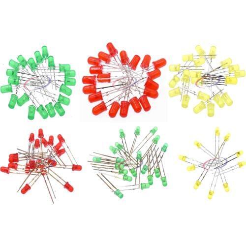 100PCS Light Emitting Diode LED 5mm 3mm Red Green Yellow for Arduino Raspberry Pi