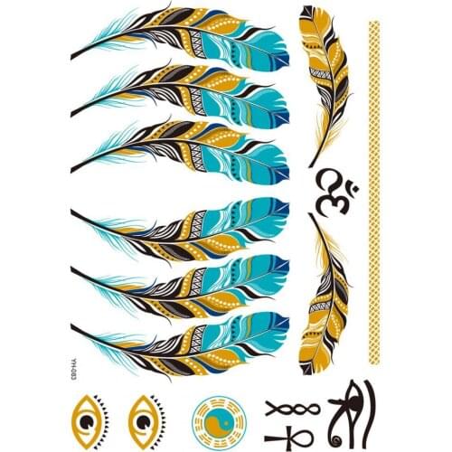 Body Art Tattoo Sticker Temporary Waterproof Temporary Feather Tattoos Legs Arm Leg Face Decal Stickers