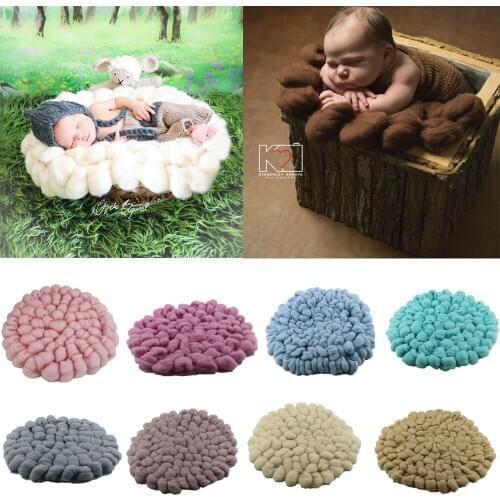 Handmade Chunky Fluffy 100% Wool Fleece Newborn Blanket Basket Filler Newborn Baby Photography Props Super Soft Infant Blankets
