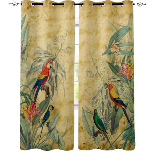 Spring Parrot Flowers Retro Bedroom Modern Window Curtain for Living Room Decoration Curtains Home Textile Drapes