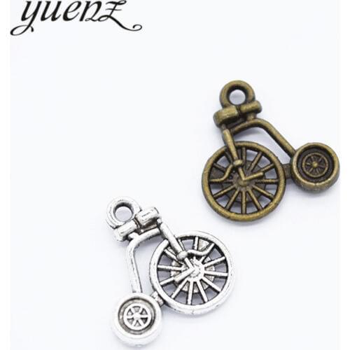 YuenZ 15pcs Charms Old fashioned bicycle Antique silver Plated Pendants alloy Jewelry Making DIY Handmade Craft 17*16mm J391