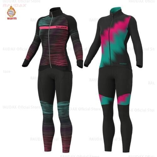 Women Winter Thermal Fleece Cycling Long Jersey Sets Breathable Ropa Ciclismo Long Sleeve MTB Bike Clothes Outdoor Sports Jacket