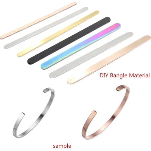 1/8 1/4 1/2 *6in Stainless Steel Rectangle Stamping Charm Tag Blanks For Cuff Bangle Mirror Polished Wholesale 10pcs