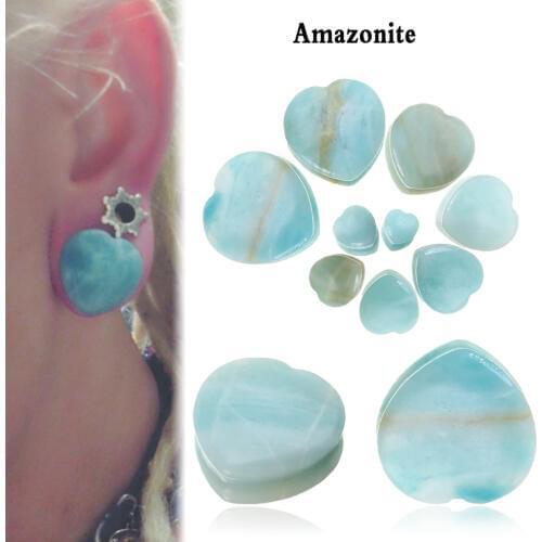 1 Pair Shellhard Heart Shaped Stone Ear Plug Fashion Flesh Tunnel Ear Expander Stretcher For Women Femme Jewelry 6mm-25mm