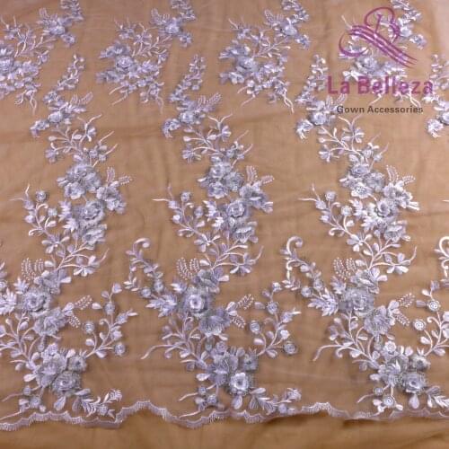 1yard New fashion style 7colors 3d flowers on netting embroidery wedding dress lace fabric