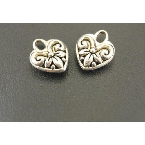 10pcs Silver Color Filigree Heart Charms Pendant Metal Fits Bracelets Jewelry Making A644