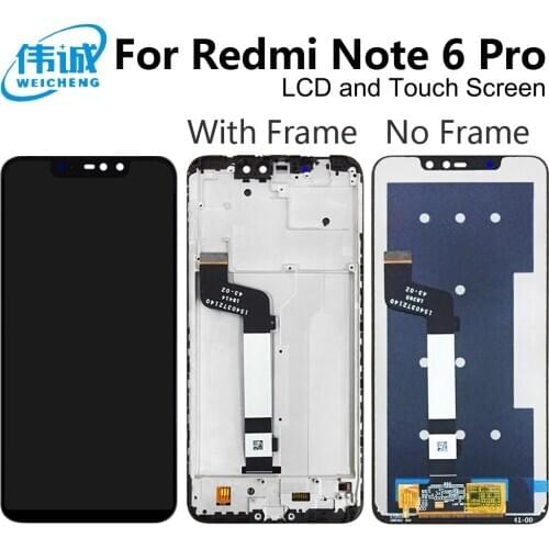 100% ORIGINAL Test For Xiaomi Redmi Note 6 Pro LCD Touch Screen Digitizer Assembly + Frame For Redmi Note 6 Pro Display lcd