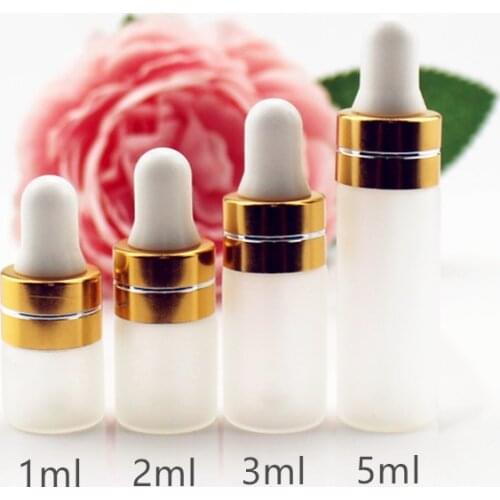 100pcs/lot 1ml 2ml 3ml 5ml Glass Essential Oil Vials With Glass Pipette Dropper Refillabel Cosmetic Perfume Bottles