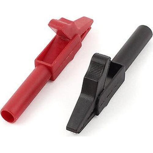 2pcs Insulated Test Alligator Clip to 4mm Banana Socket Jack CATII 300V 15A