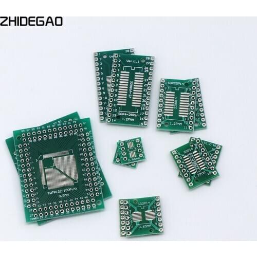 30pcs/6value*5pcs PCB Board Kit SMD Turn To DIP SOP MSOP SSOP TSSOP FQFP SOT23 8 10 14 16 20 24 28 SMT To DIP