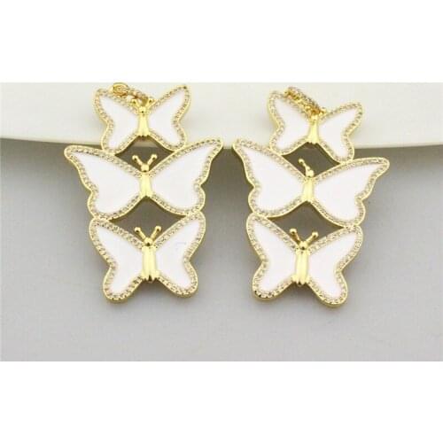 52*35mm 5pcs/lot High quality enamel/cz pendant, butterfly shape charm jewelry, exquisite bracelet/necklace component