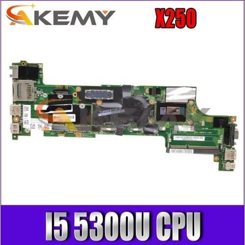 Akemy For Lenovo Thinkpad X250 Notebook Motherboard VIUX1 NM-A091 CPU I5 5300U 100% FRU 00HT369 00HT373 00HT374 00HT385