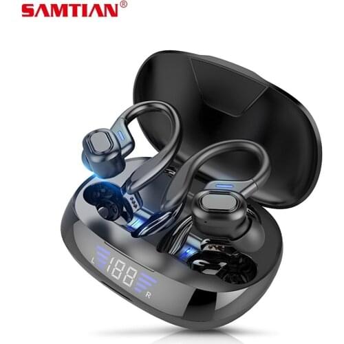 Bluetooth Earphones Sports Ear Hook Headset Wireless Waterproof Headphone HiFi Stereo Headsets with LED Display Charging Box