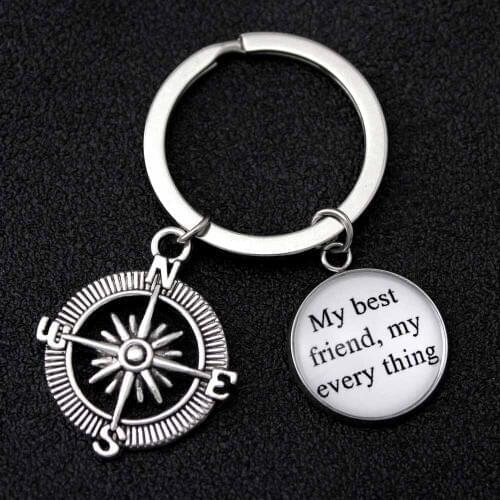 Compass My Friends My Every Thing Keychain Hand Pinky Swear Promise Keychains Sisters Key Chain KeyRing Friendship Jewelry Gift