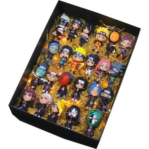 Original Naruto Figure Ninja Collection Set Model Q Posket Sasuke Kakashi Itachi Gaara Ornaments Gift Box Kids Toy