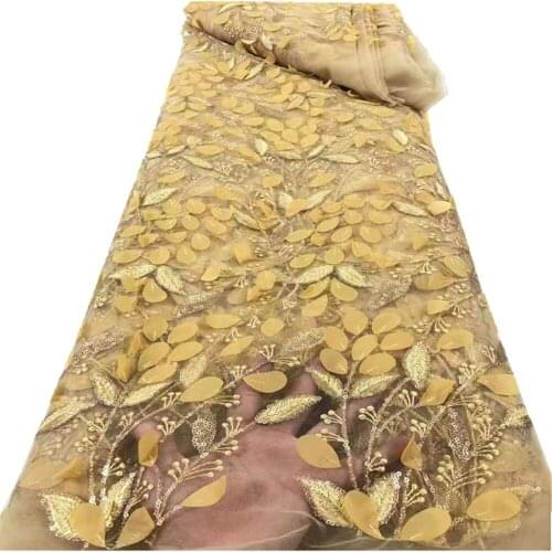 French 3D Lace African Lace Fabric 2021 High Quality Lace With Beads, Latest Nigerian Lace Fabrics For Wedding r66-447