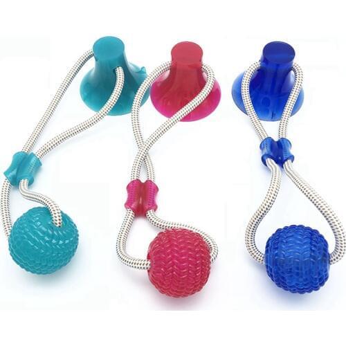 Pet Toys with Suction Cup Dog Push Toy with TPR Ball Pet Tooth Cleaning Chewing Rubber Dog Toys for Small Dogs Toys