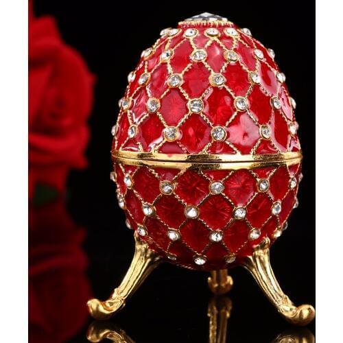 Qifu Red Color Beautiful Rhinestones Egg Shape ring display