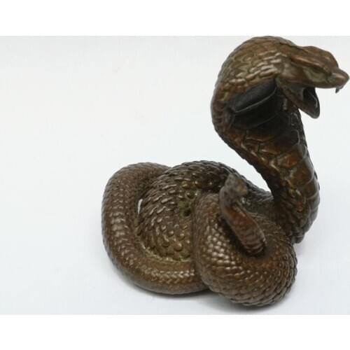 YIZHU CULTUER ART Signature Collection Old China Bronze Carving Snake Statue Family Decoration Gift