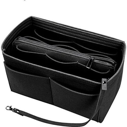 Hot Selling Felt Purse Insert Organizer Portable Cosmetic Bag Fit for Handbag Tote Various Bag