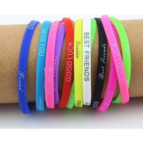 HOT Custom 5MM Width Silicone Wristbands,Logo Text Imprint Gift silicone wristband,Personalize Own Design Print
