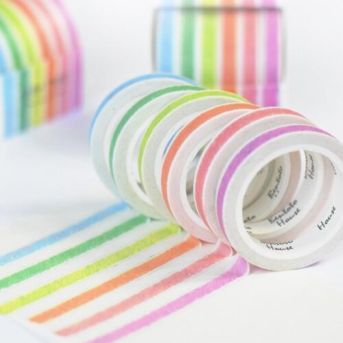 6 Color Crayon Series Masking Tape 7mm Slim Decorative Paper Washi Tapes for Album Diary School Supplies Stationery