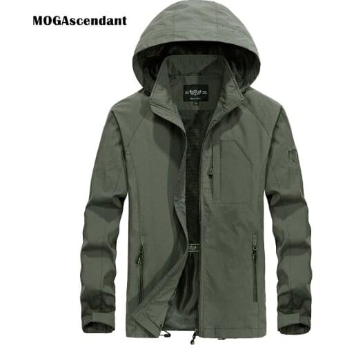 Mens Outdoor Thin Jacket Casual Overcoat Army Tactics Windbreaker Jacket Male Waterproof Breathable Hooded Outwear Coats M-5XL