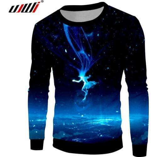 UJWI Mens Casual Pullovers 3D Print Space Dancer Sweatshirt Hoodies Homme Hip Hop Streetwear Long Sleeve O Neck Jacket Sweats
