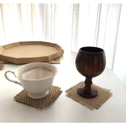 Non-Slip Cup Pad Flax Coasters Heat Resistant Tea Cup Coaster Braided Bowl Mats Ins Placemats Aromatherapy Pads for Photo Props