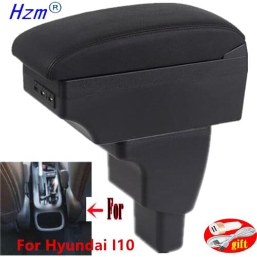 For Hyundai I10 Armrest Box Styling Dcoration Accessories Armrest Center Storage Box With USB LED light Dual Layer Large Space