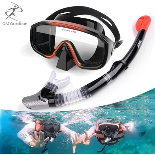 Professional Scuba Diving mask with breathing tube waterproof anti-fog tempered glass snorkeling set for adult Diving goggles
