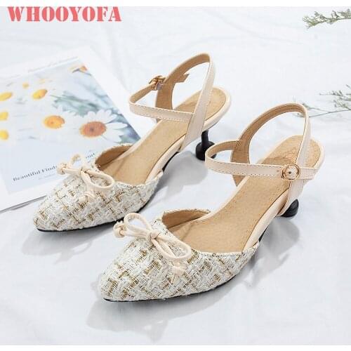 Summer Brand New Sweet Beige Black Women Sandals Round High Heel Lady Party Shoes Plus Big Small Size 32 10 43 45 48