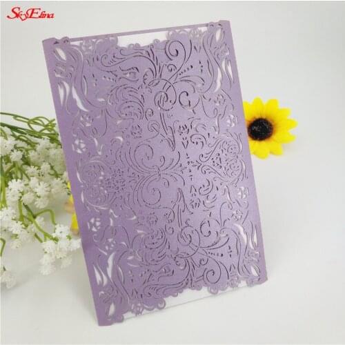Sky Elina10pcs Laser Cut Invitations card Groom and Bride Wedding Invitation Card Shower Baptism Card Wedding Supplies 8zsh073