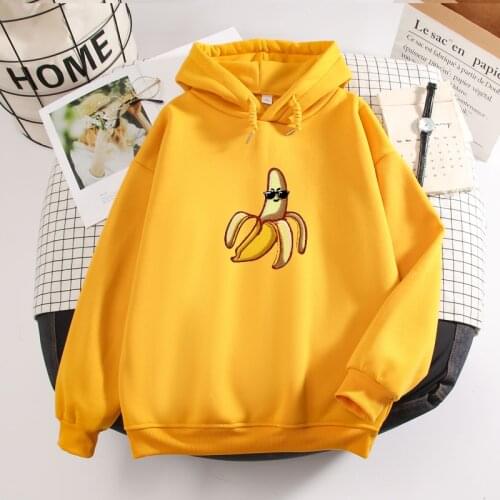 Cartoon Funny Hooded Sweatshirt Women Oversize Vintage Ulzzang Hoodies Jacket Men Banana Harajuku Couple Pullover Pocket Warm