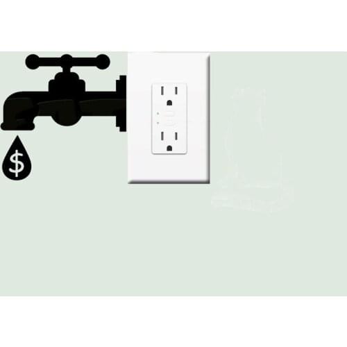 13*13cm Home Light Switch Dripping Money Pattern Art Electrical Outlet Vinyl Removable Decal Wall Stickers Bedroom Decor LC1302