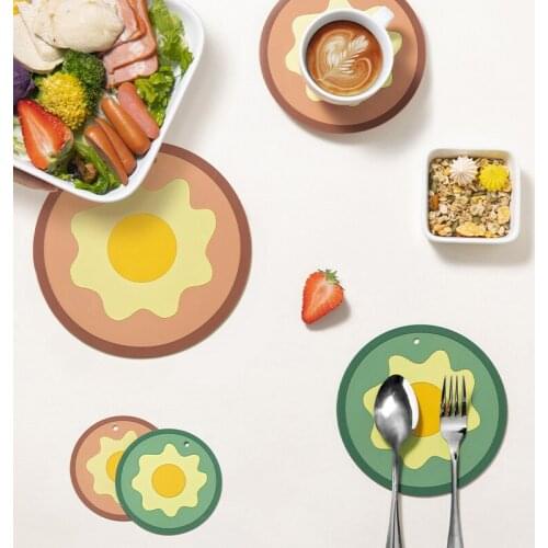 Funny Egg Round Heat Resistant Silicone Table Mat Drink Cup Coaster Slip Insulation Pad Placemat Cute Kitchen Accessories