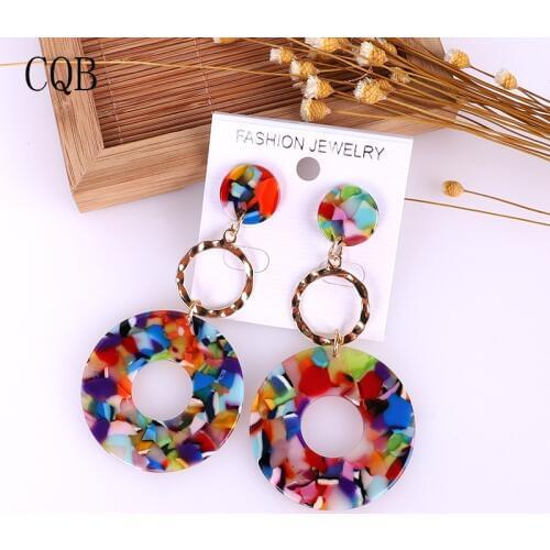 Acrylic earrings2019Boho for women big korea handmade geometric bohemian vintage gold jewelry wholesale bridal popular earrings