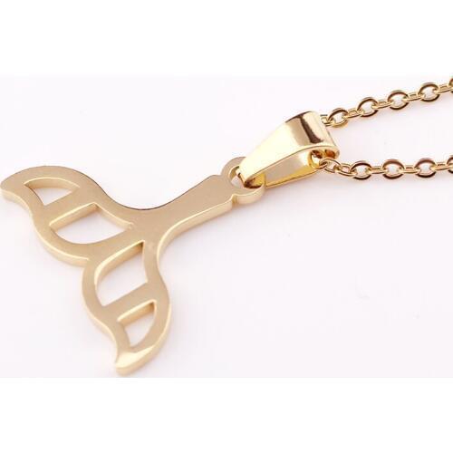 SUQI gold Stainless Steel Mermaid Tail Pendant Necklaces For Women Chain Choker Necklace Collares Studs Earrings Jewelry Set