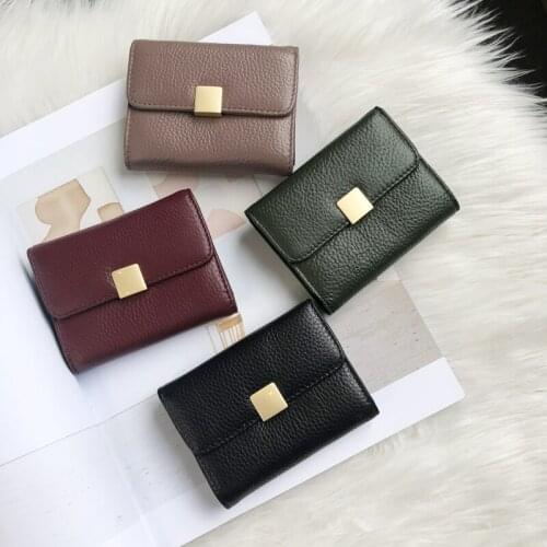 Women Short Wallet Genuine Leather Coin Purse Female Clutches Real Leather Wallet Card Holder Female Purse Cowhide Wallet