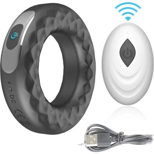 Vibrating Penis Ring Silicone Cock Rings Dick Vibrator Male Penis Massage Sex Toys For Men Remote Control 10 Speed Time Delay