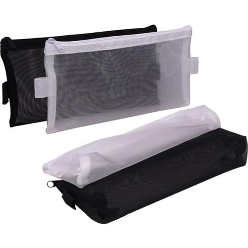1 pcs Simple Transparent Mesh Pencil bag Office Student Pencil Cases Mesh Pencil bag School Supplies Pen Box School supply