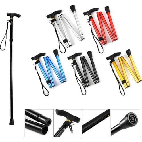 1PC Hiking Rubber Tips Telescopic Walking Stick Cane Alpenstock For Elderly Aluminium Body Climbing Equipment